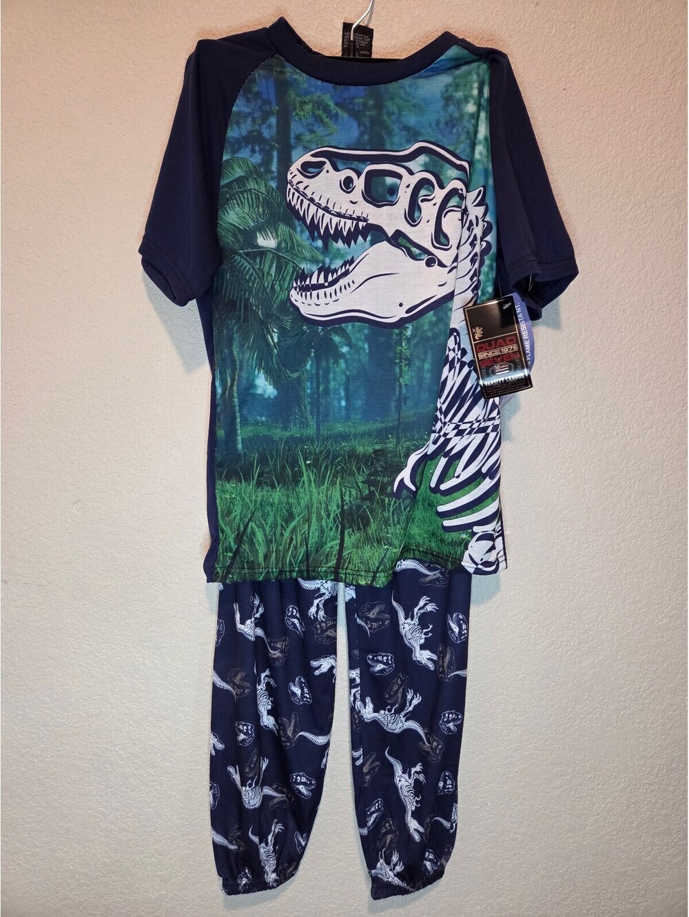 Quad Seven Boys' Dinosaur Skeleton Pajama Set Size 16/18